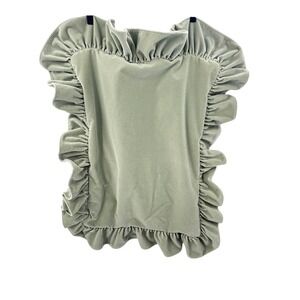 Ralph Lauren Pillowcase Ruffle Trim Velour Velvet Sage Green King Sham RARE